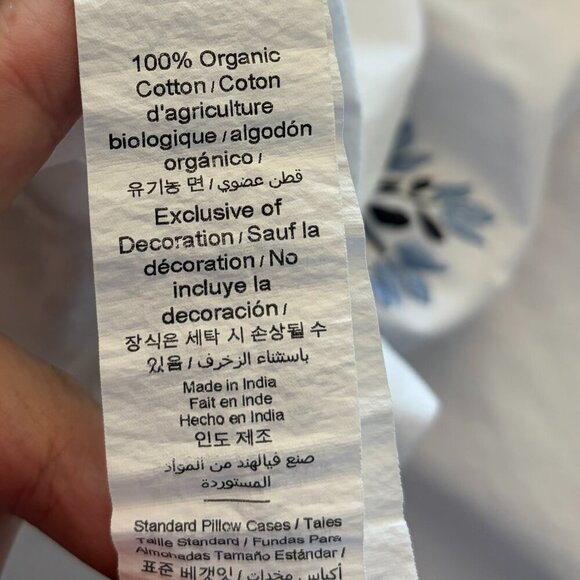 Pottery Barn set of pillow cases Blossom Embroidered Percale white blue standard - Picture 8 of 9